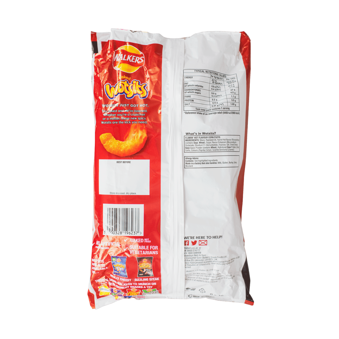 Walkers Baked Wotsits Really Flamin' Hot (6 x 16g) 96g