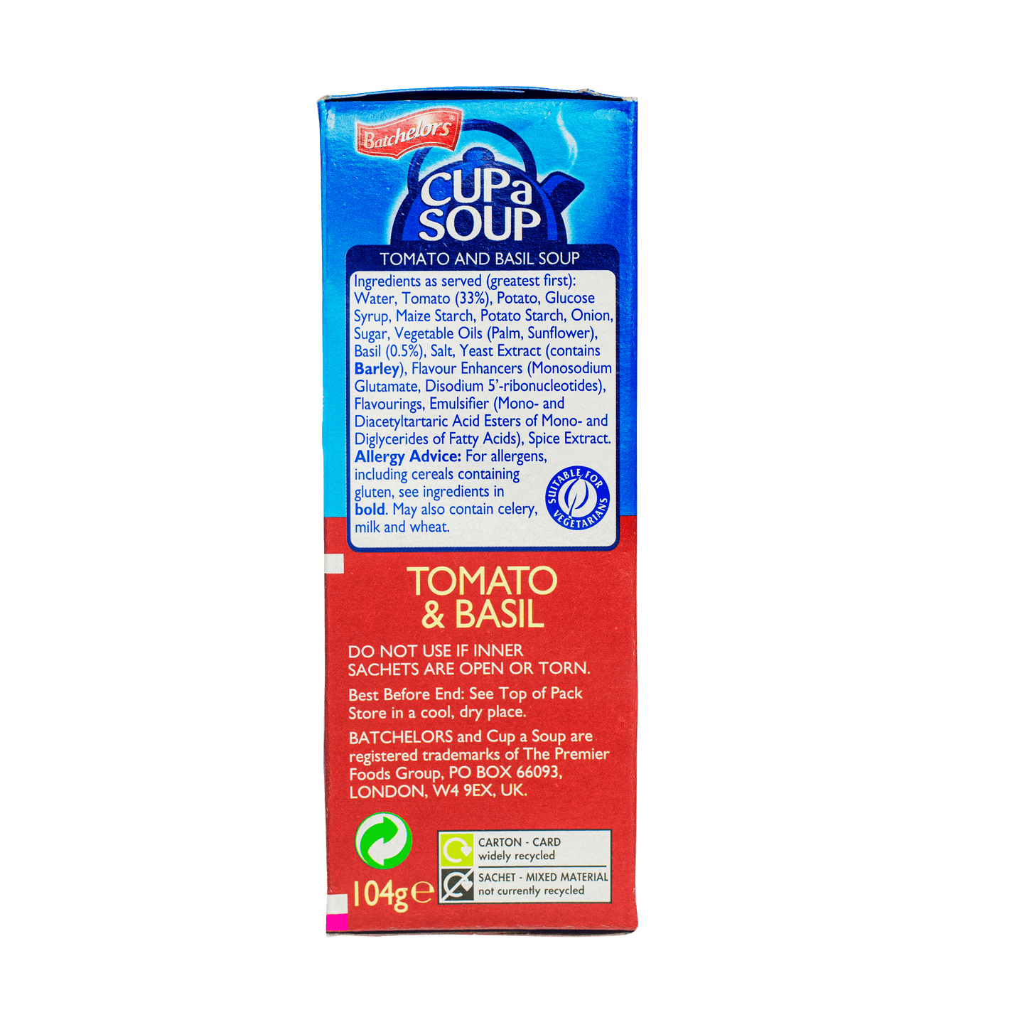 Batchelors Cup a Soup Tomato & Basil (Pack of 4) 104g