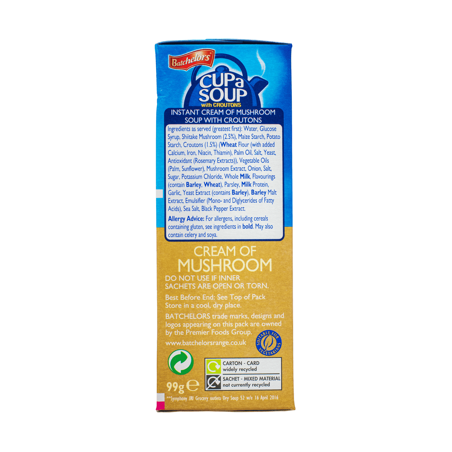 Batchelors Cup a Soup Cream of Mushroom (Pack of 4) 99g