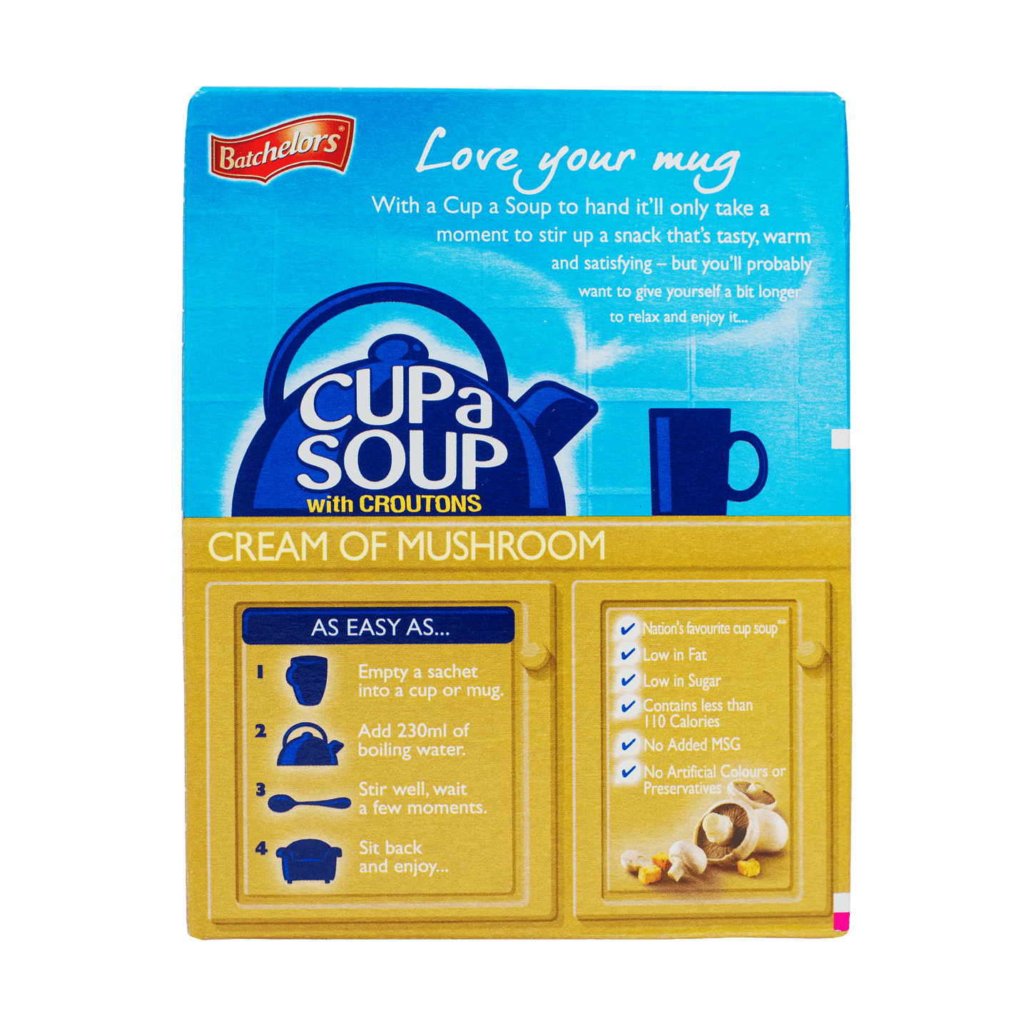 Batchelors Cup a Soup Cream of Mushroom (Pack of 4) 99g